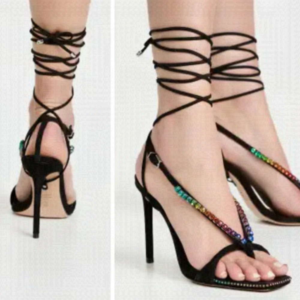 Schutz Vikki Rainbow Crystal Sandals